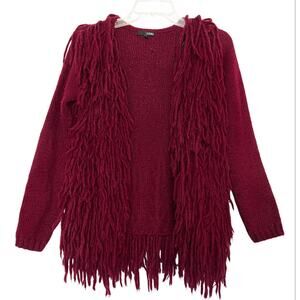 Grunge Burgundy Wine Fringe Cardigan Small